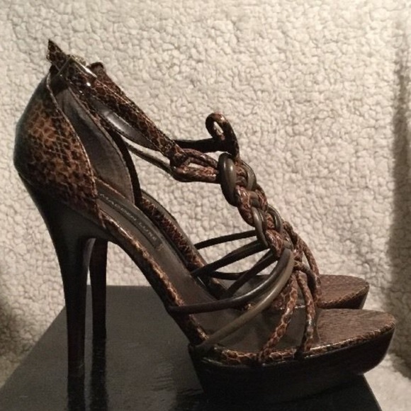NWOT Steve Madden Luxe Brown Snakeskin Heels - Picture 1 of 6